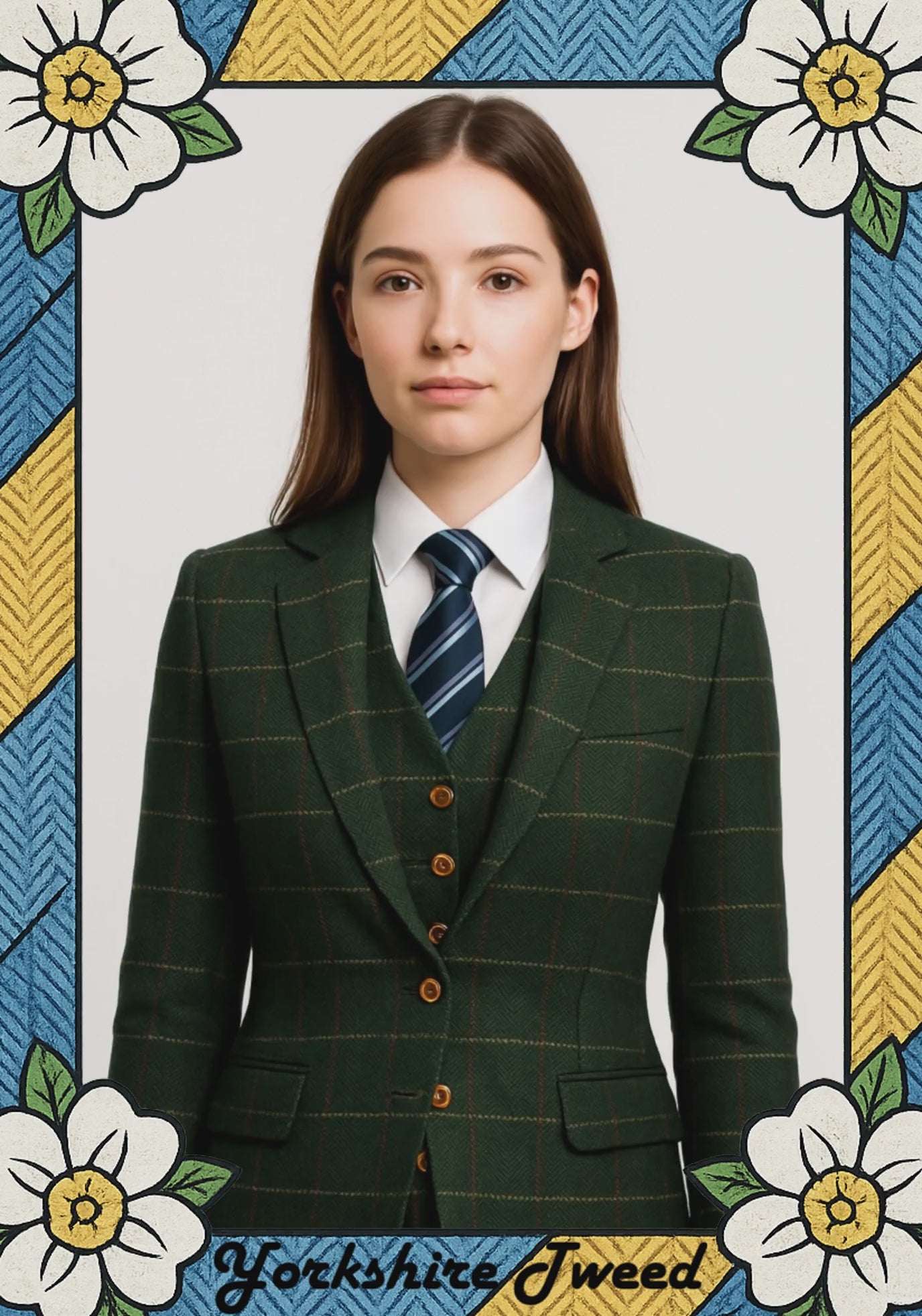 Women’s Dark Green Check Tweed Three-Piece Suit – Made to Measure