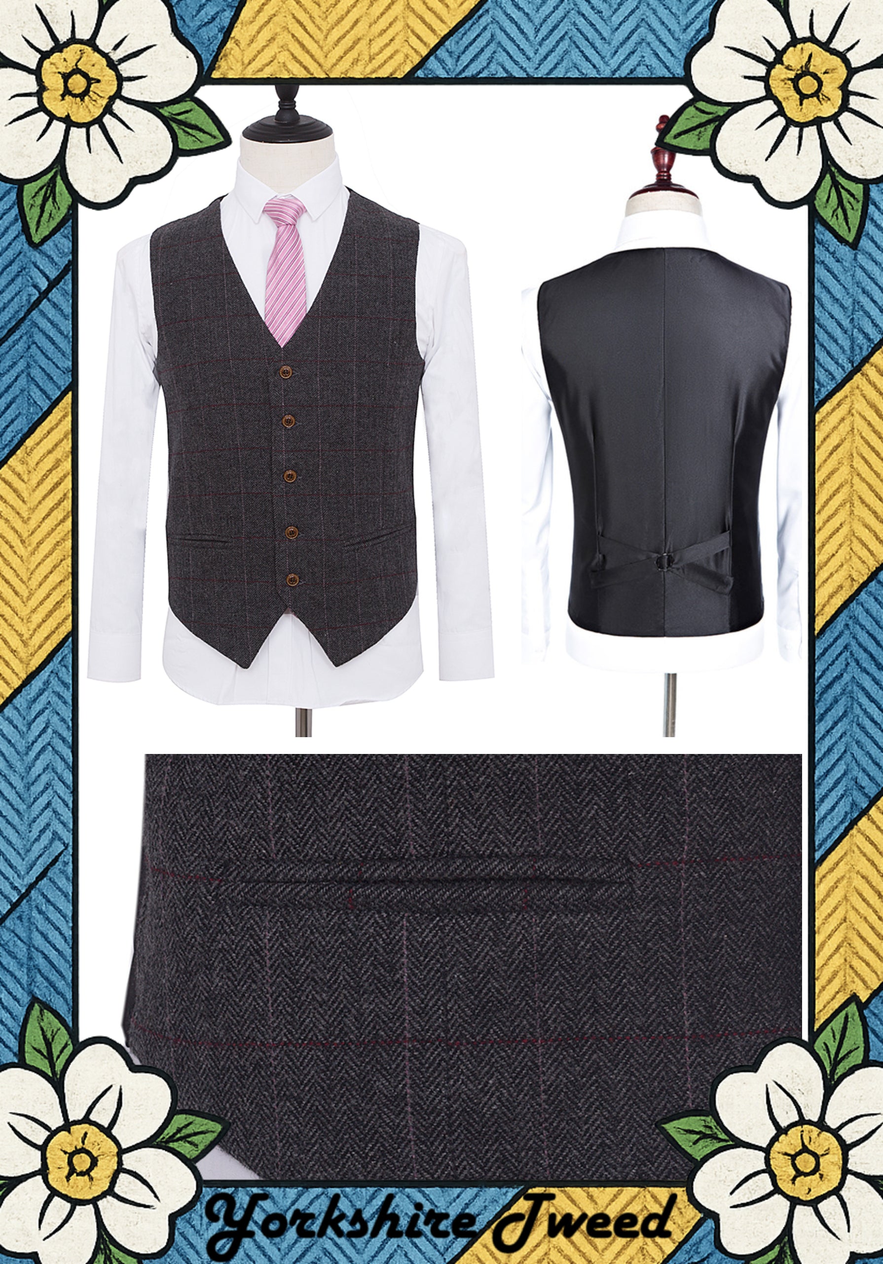 Women’s Charcoal Herringbone Tweed Three-Piece Suit – Made to Measure