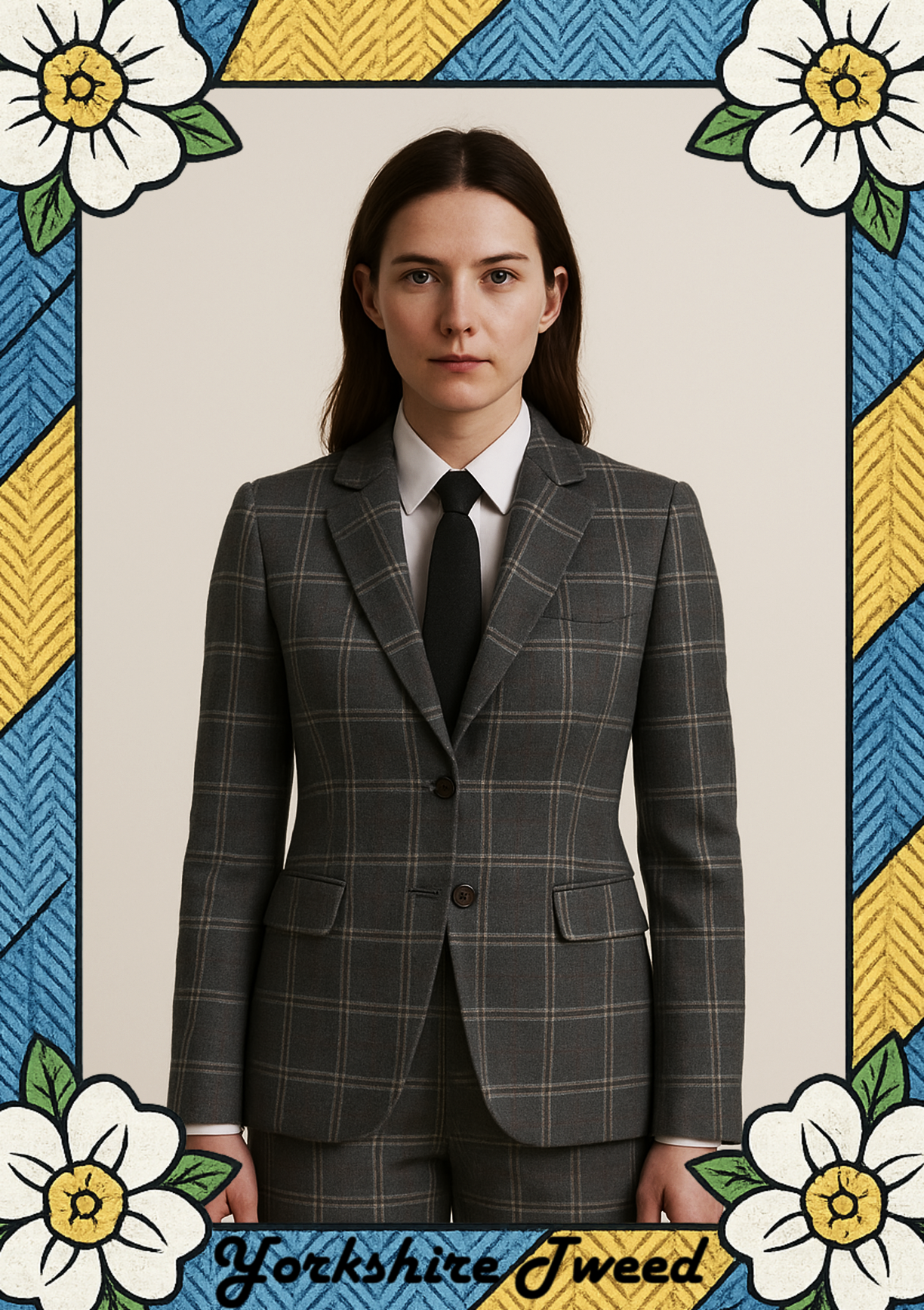 Women’s Charcoal Windowpane Check Tweed Three-Piece Suit – Made to Measure
