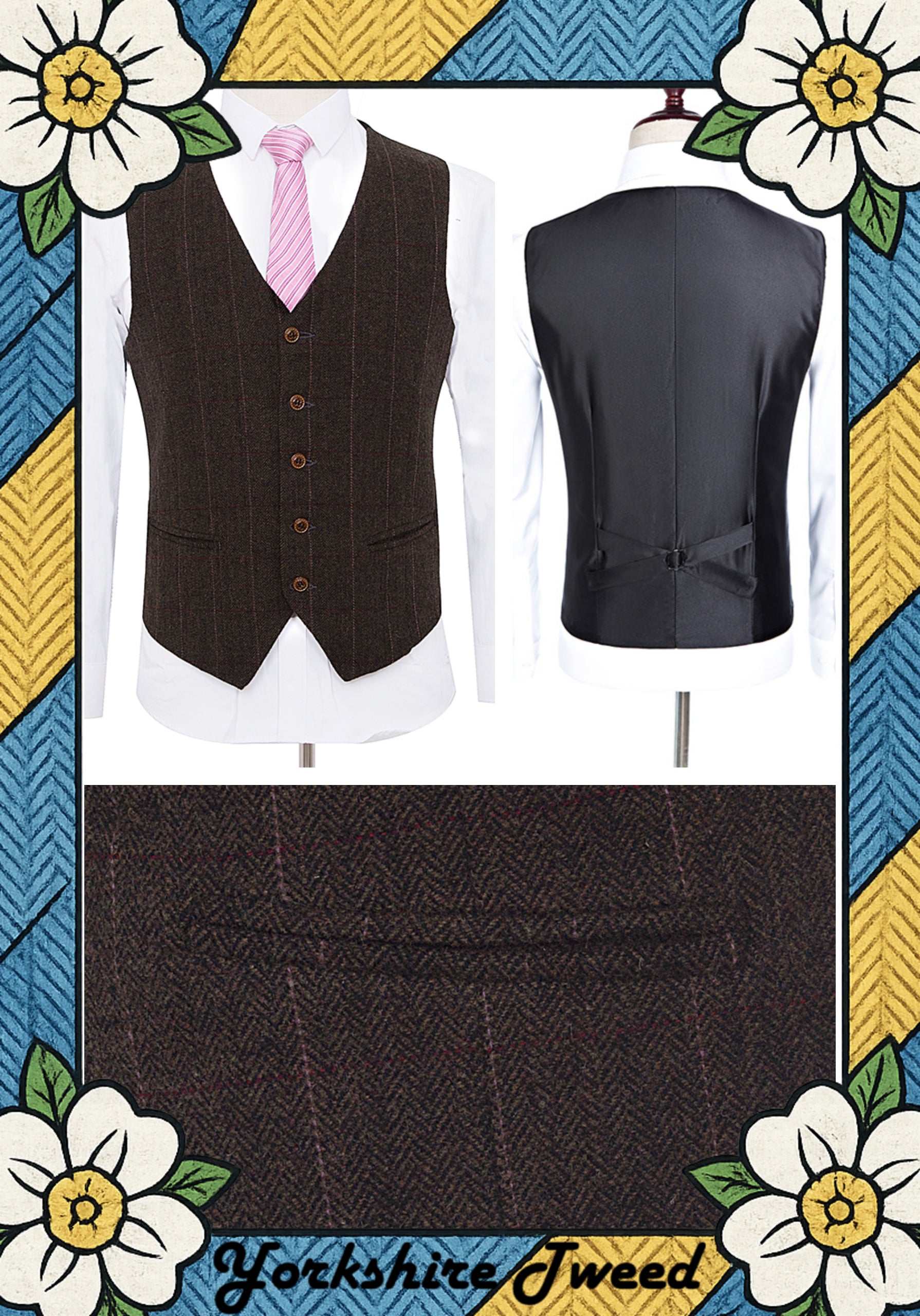 Women’s Dark Brown Herringbone Tweed Three-Piece Suit – Made to Measure