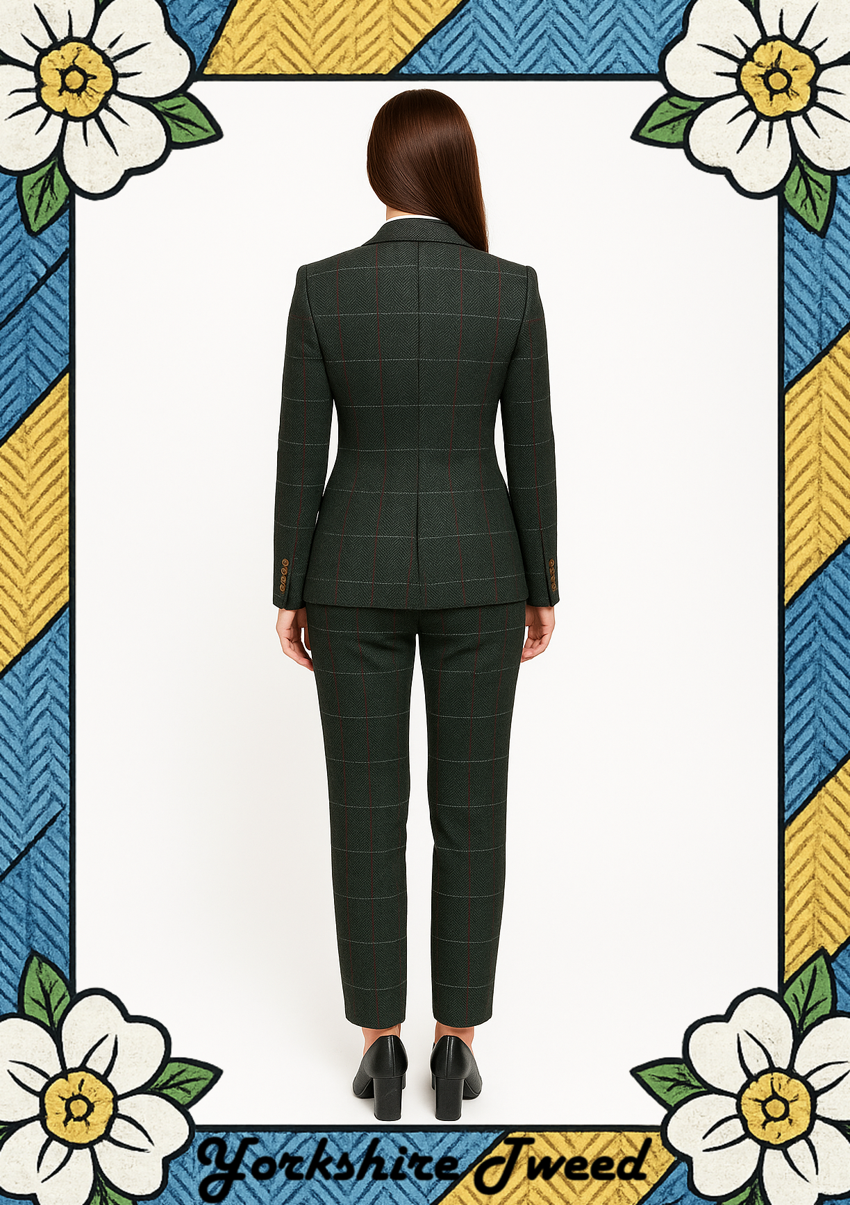 Women’s Dark Green Check Tweed Three-Piece Suit – Made to Measure