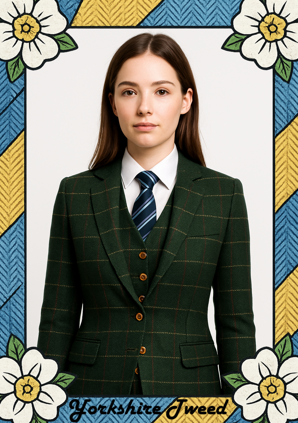 Women’s Dark Green Check Tweed Three-Piece Suit – Made to Measure