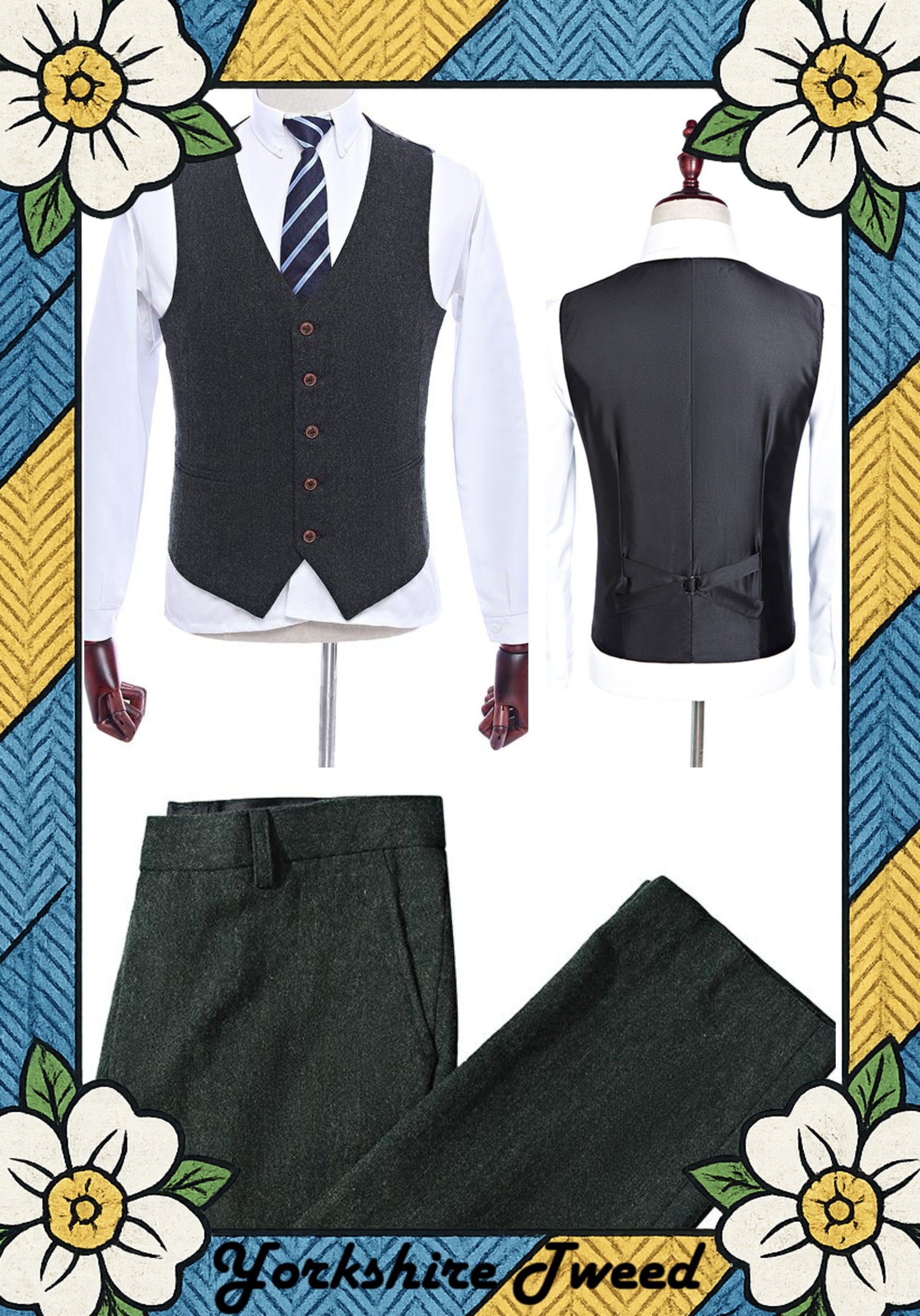 Women’s Dark Green Highland Weave Tweed Three-Piece Suit – Made to Measure