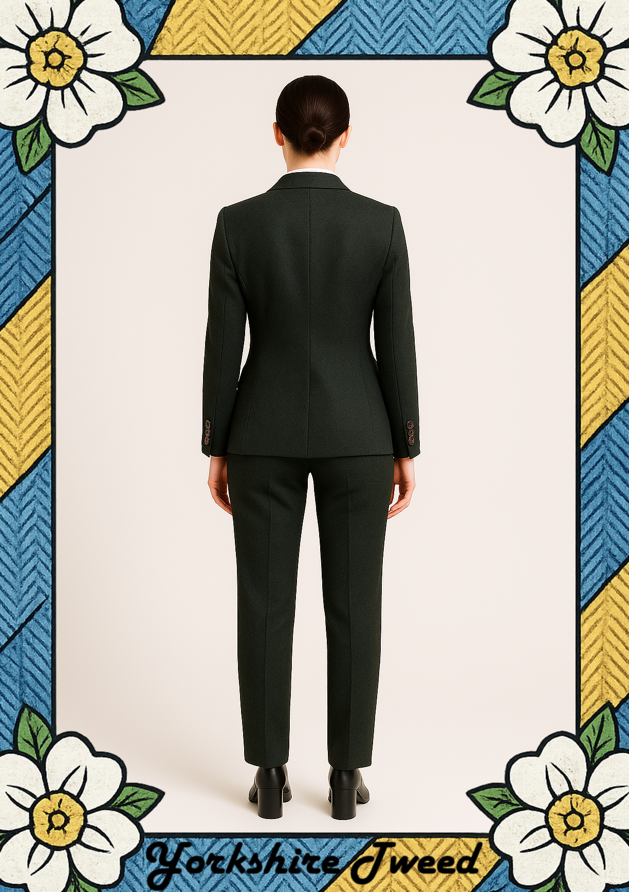 Women’s Dark Green Highland Weave Tweed Three-Piece Suit – Made to Measure