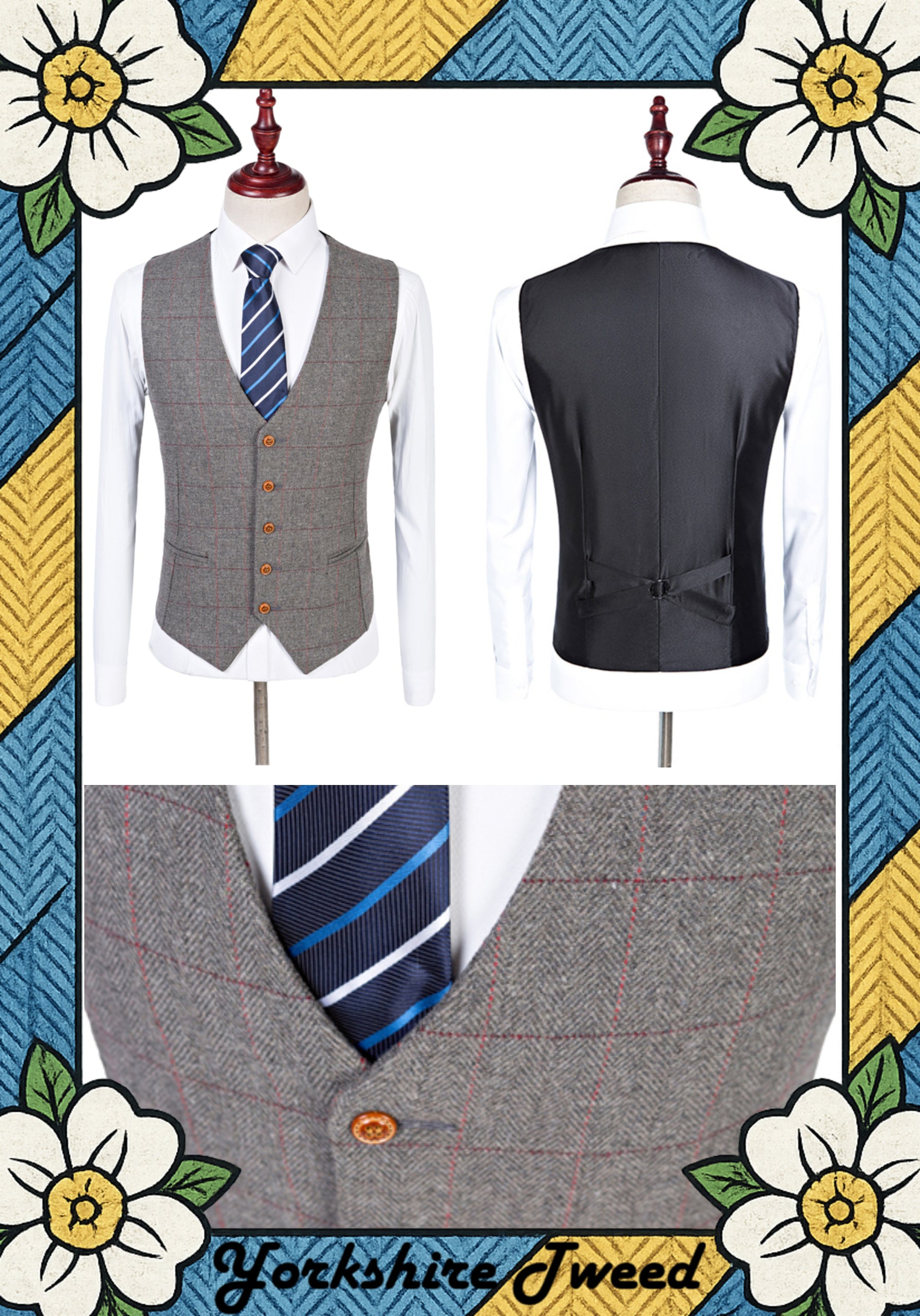 Women’s Grey Herringbone with Overcheck Tweed Three-Piece Suit – Made to Measure