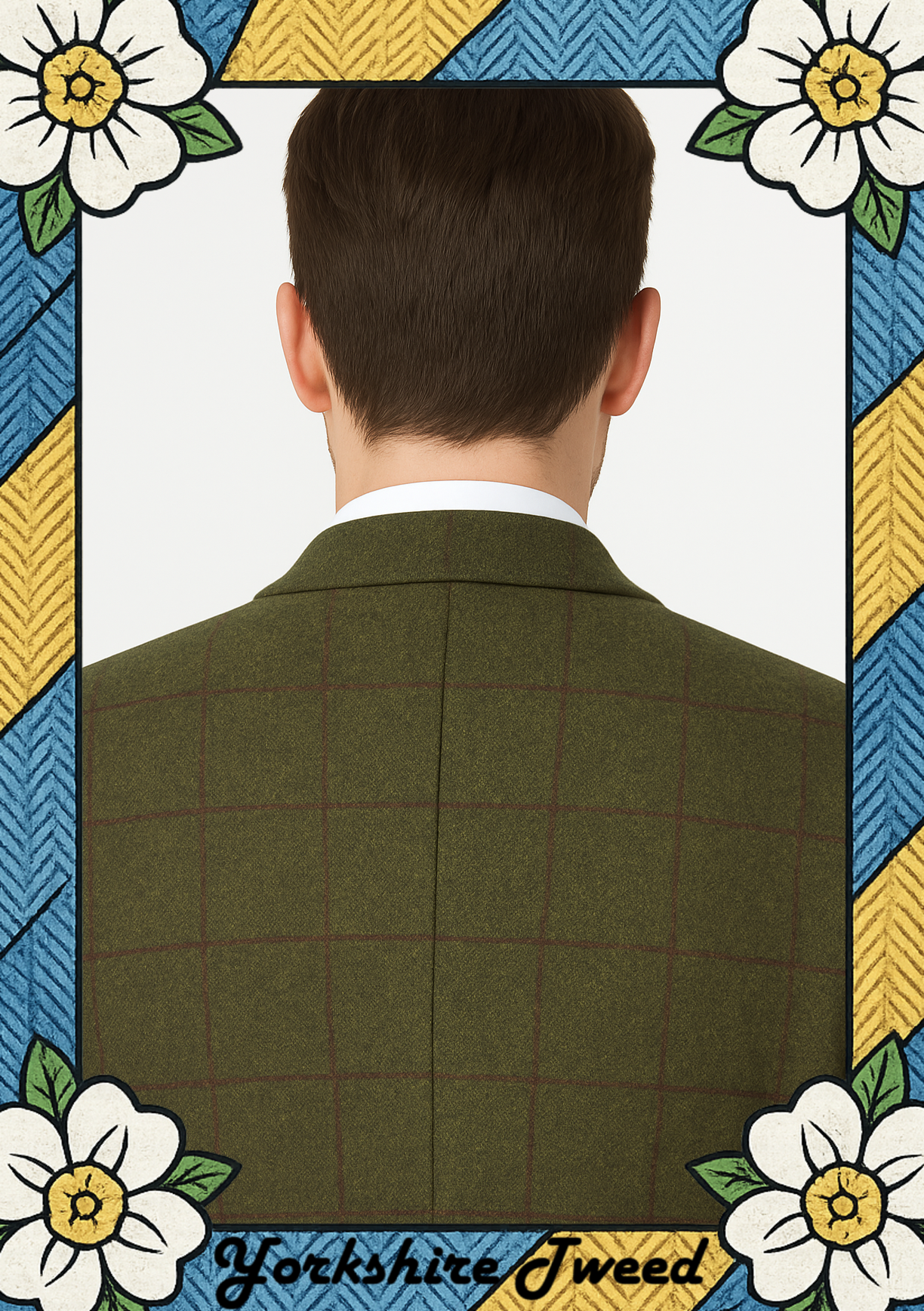 Men’s Olive Green with Red Overcheck Tweed Three-Piece Suit – Made to Measure