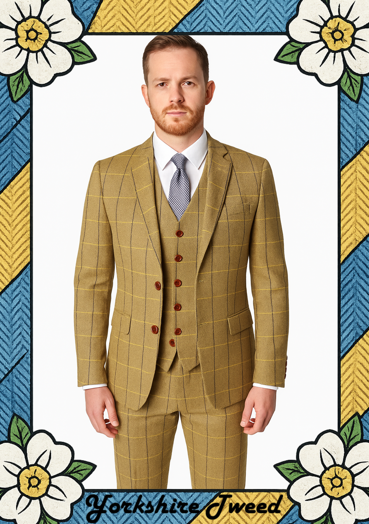 Men's Black Herringbone Tweed Three-Piece Suit | Made to Measure