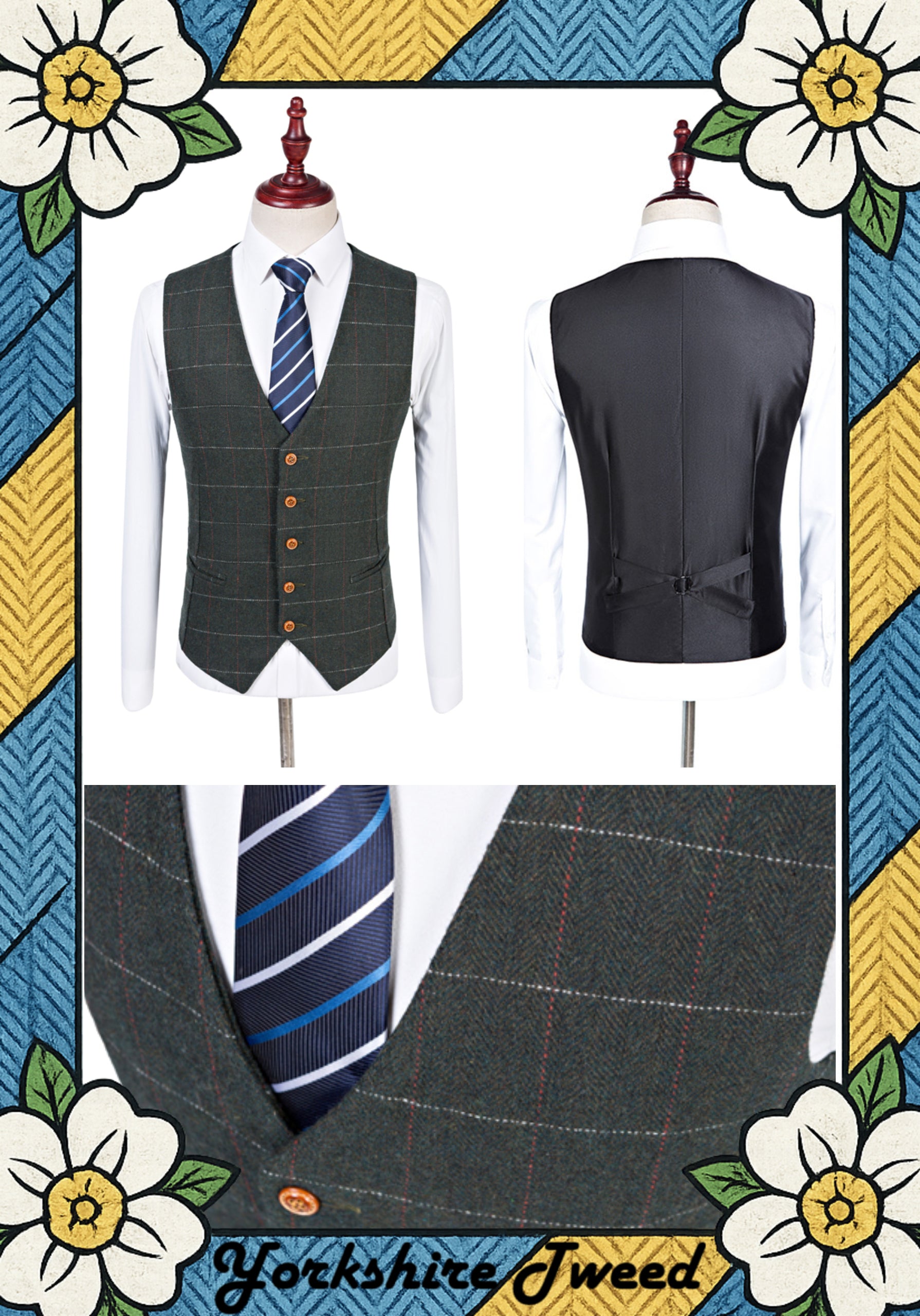 Women’s Dark Green Check Tweed Three-Piece Suit – Made to Measure